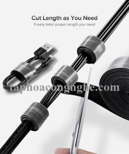 Ugreen 60483 0.5M cỡ 15mm băng dán Velcro màu đen ngang 1.5cm LP124 30060483